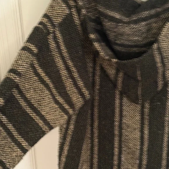 Baja Hoodie XL Green Beige Fleece Lined Pullover Boho Surf - Picture 6 of 7